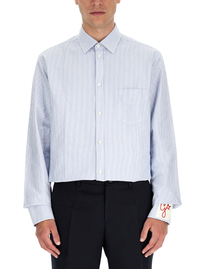 Golden Goose Deluxe Brand Striped Buttoned Shirt In Bianco