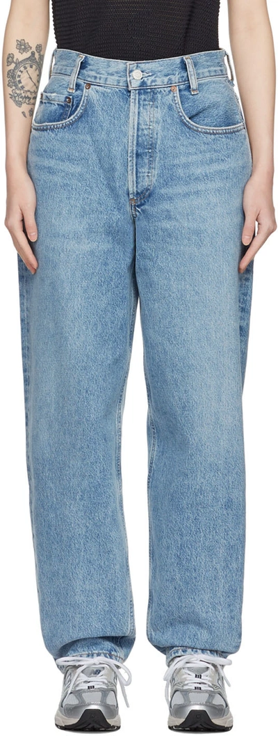 Agolde Blue Faded Jeans In Passenger (md Indigo