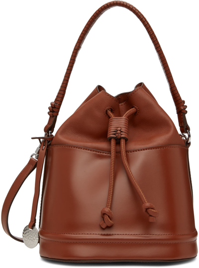 Staud Anges Drawstring Leather Bucket Bag In Red