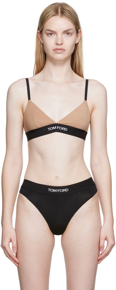 Tom Ford Beige Triangle Bra In Dp061 Dusty Rose