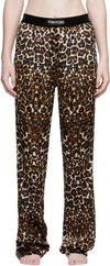 Tom Ford Velvet-trimmed Leopard-print Stretch-silk Satin Pants In Xlbjb Black & Beige