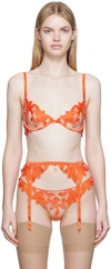 Fleur Du Mal Lily Embroidered Plunge Demi-bra In 0728 Clementine