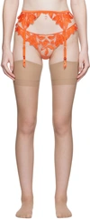Fleur Du Mal Lily Lace-embroidered Garter Belt In 0728 Clementine