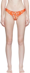 Fleur Du Mal Lily Floral-embroidered Hipster Thong In 0728 Clementine