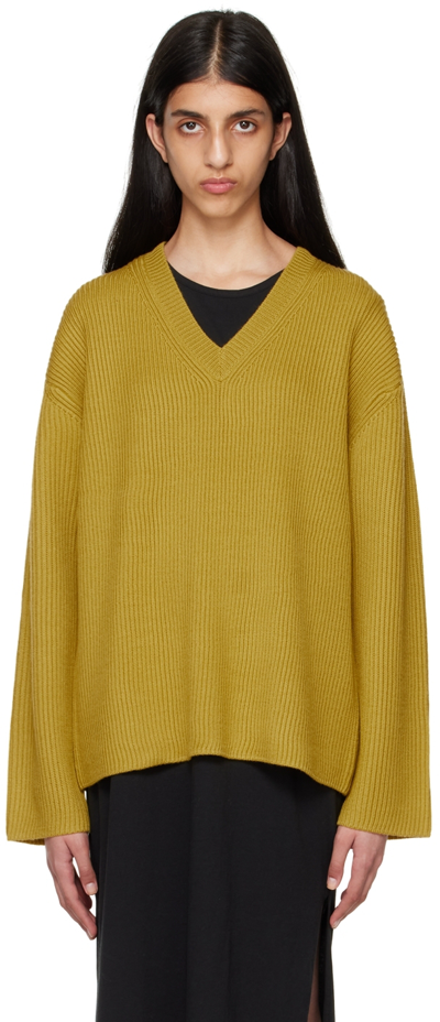 6397 Yellow Rib Knit Sweater In Chartreuse
