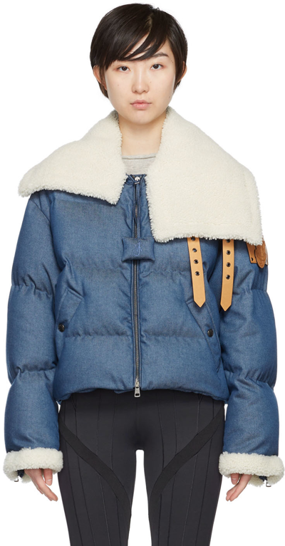 Moncler Genius Moncler 1 J.w. Anderson  Penygarder Denim Down Jacket Wintercoat In Pink & Purple