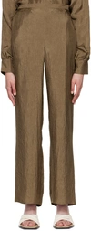 Missing You Already Khaki Crinkled Lounge Pants In Khaki