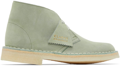 Clarks Originals Green Desert Boots In Pale Green
