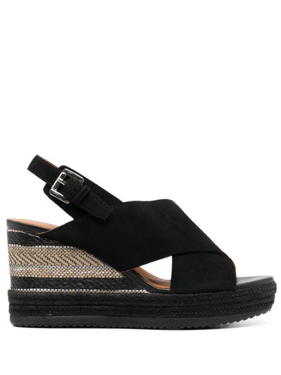 Geox Ponza Wedged Sandals In Schwarz