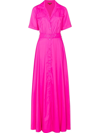 Staud Millie Belted Recycled Taffeta Maxi Shirt Dress In Pink
