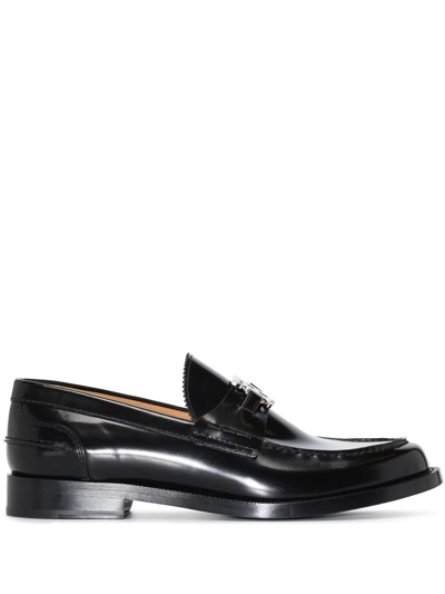 Burberry Monogram Motif Leather Loafers In Black