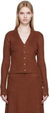 Joseph Burgundy Stitch Cardigan In 0120 Chestnut