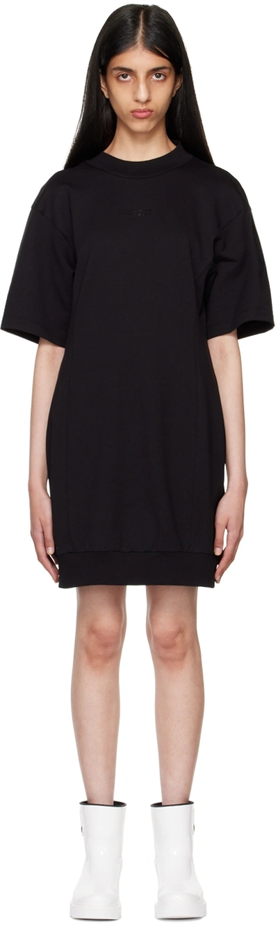 Moncler Stretch Cotton Fleece T-shirt Dress In Black