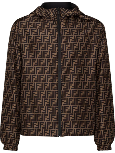 Fendi Ff-motif Reversible Jacket In Braun