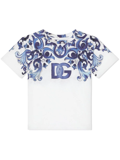 Dolce & Gabbana Babies' Kids Majolica Print T-shirt (24-30 Months) In White
