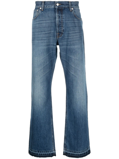 Alexander Mcqueen Straight-leg Cropped Jeans In Medium Wash