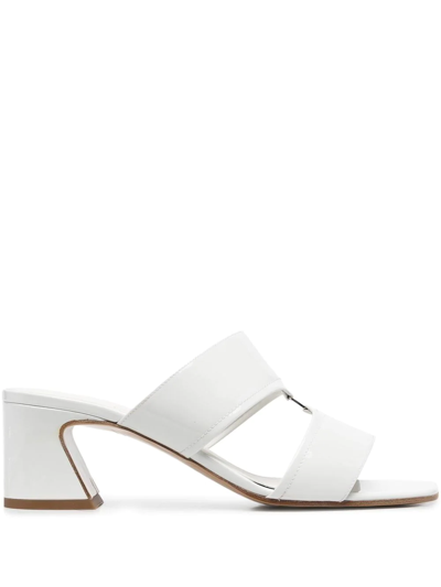 Ferragamo Tot 55mm Double-strap Sandals In Bianco