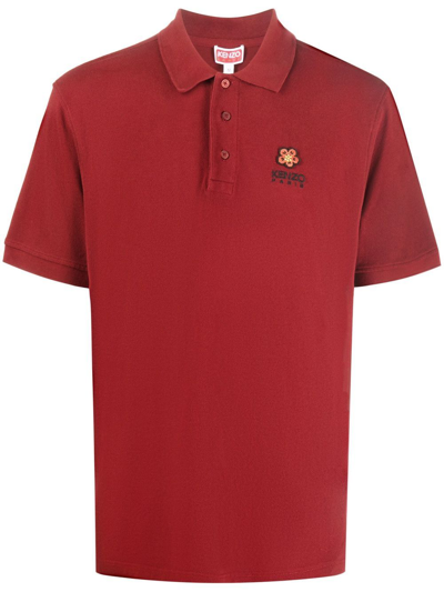 Kenzo Boke Flower Crest Polo T-shirt In Red