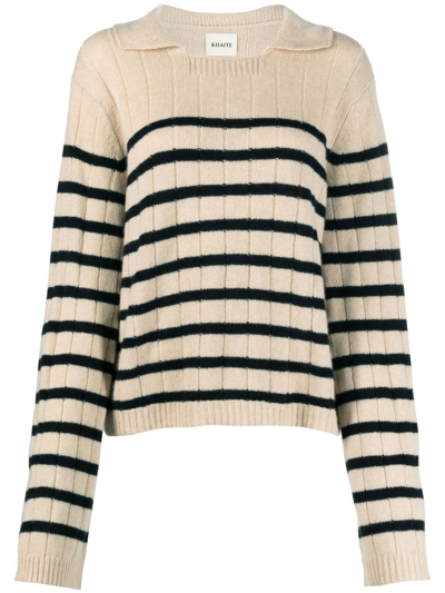 Khaite Mateo Stripe Ribbed Cashmere Jumper In Multi