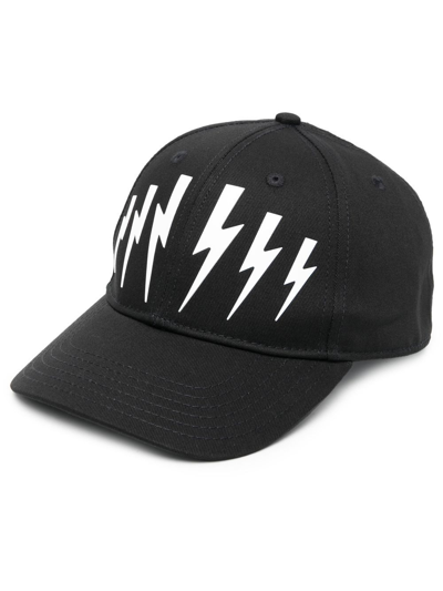 Neil Barrett Thunderbolt-print Cap In Black