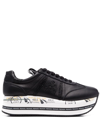 Premiata Low Top Sneakers With Contrast Platform Sole In Black