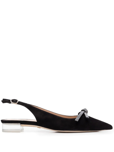 Stuart Weitzman Sw Bow Slingback Ballerinas In Black