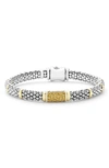 Lagos 18k Yellow Gold & Sterling Silver Signature Caviar Yellow Sapphire Pave Link Bracelet In Silver Gold Yellow Sapphire