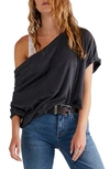 Free People Just Chill Cowl Neck T-shirt In Black