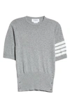 Thom Browne 4-bar Short Sleeve Cashmere Sweater In Light Grey