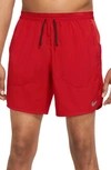 Nike Men's Stride Dri-fit 7" Unlined Running Shorts In Red/ Black/ Reflective Silv