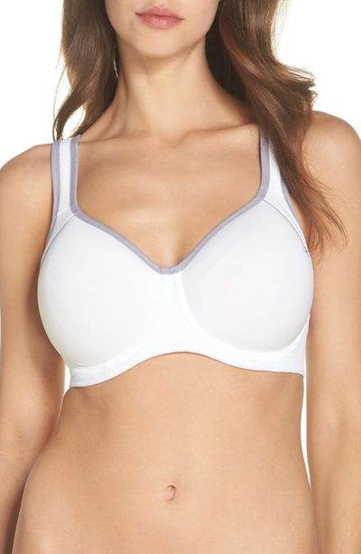 Wacoal Lindsay Sport Underwire T-shirt Bra In White/ Lilac Gray