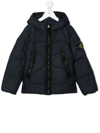 Stone Island Teen Logo-patch Feather-down Jacket In Blue