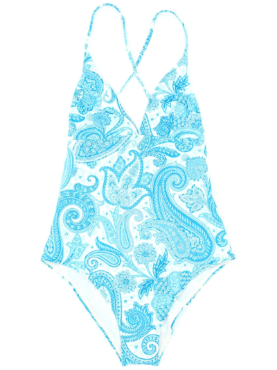 Etro Paisley Print One-piece Swimsuit In White