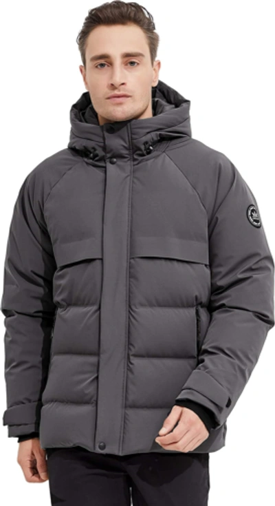 Pre-owned Orolay Men's Short Warm Down Jacket With Hood Grey M