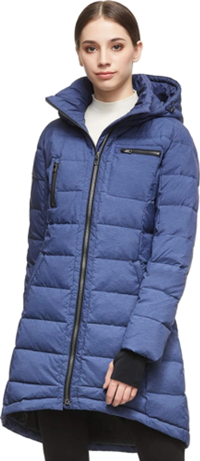 Pre-owned Orolay Women's Hooded Down Jacket Mid-length Outwear Coat Blue M