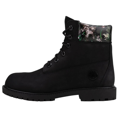 Pre-owned Timberland 6-inch Heritage Cupsole Nubuck Waterproof Womens Boots Black Floral