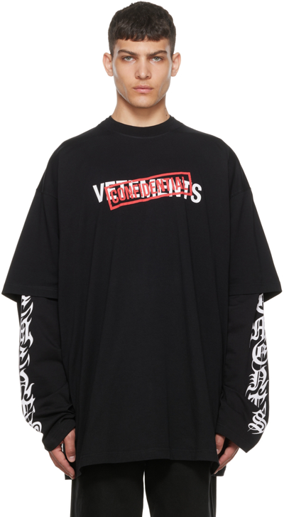 Vetements Confidential Logo Oversized T-shirt In Black