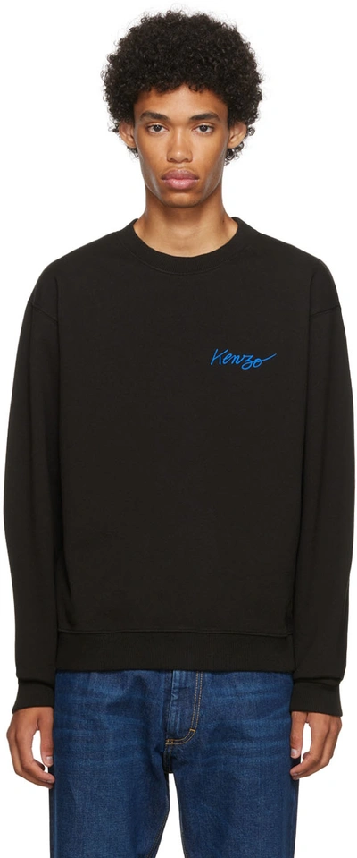 Kenzo Poppy Logo Graphic Cotton Sweatshirt In Nero