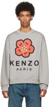 Kenzo Logo Print Cotton Sweatshirt In Pearl Gray
