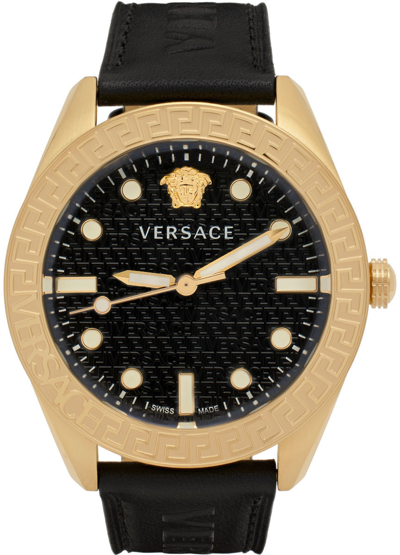 Versace Men's Greca Dome Ip Yellow Gold Logo Watch, 42mm