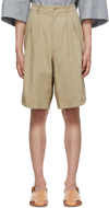 HED MAYNER BEIGE PLEATED SHORTS