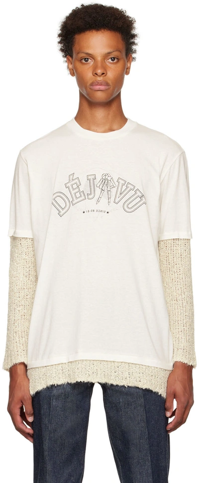 Our Legacy Knitted-sleeve Cotton-jersey Long-sleeved T-shirt In White