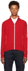 MONCLER RED ZIP SWEATER