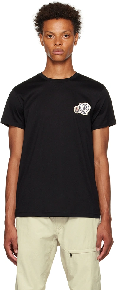 Moncler Black Double Logo T-shirt In 999 Black
