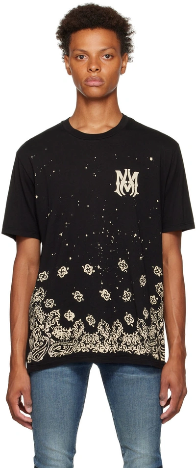 Amiri Black Bandana Bleach Paint Splatter-print T-shirt In Nero