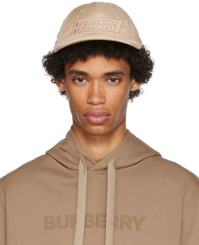 Burberry Beige Badge Cap In Soft Fawn