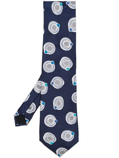 Pre-owned Versace 2000s Graphic-print Silk Tie In Blue