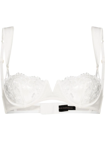 Kiki De Montparnasse 蕾丝拼接平台罩杯式文胸 In White