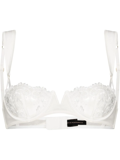 Kiki De Montparnasse Lace-panel Balconette Bra In White