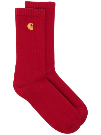Carhartt Logo-embroidered Crew Socks In Red
